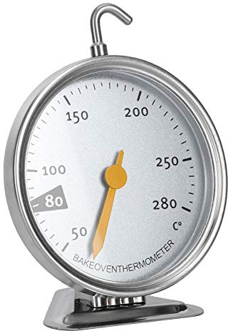 Phefop Oven Thermometers Oven Grill Monitoring Cooking Thermometer Stainless Steel Hanging or Standing for Baking Gas Electric Ovens Thermometer 50 to 280°C Large Dial Analog