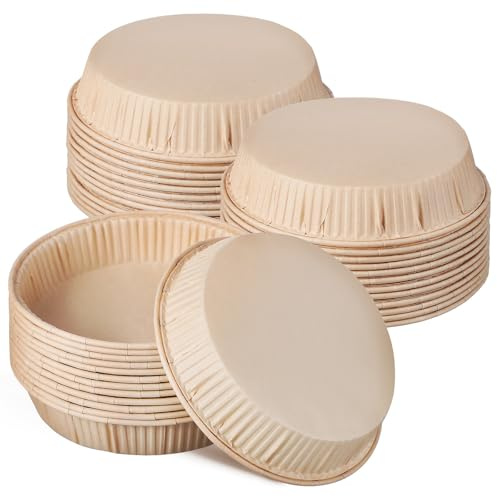 POPETPOP 100 Pièces 100 Moules à Mini-gâteaux Ronds 4 Pouces en Papier Cuisson Beige, Antiadhésifs, Sûrs pour Cuisson Pâtisserie Maison et Professionnelle, pour Tartes, Quiches et Desserts