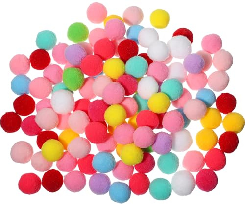 100 Stück Mini Pompons für Bastelarbeiten, 2 cm/0,4 Zoll kleine Pompons für Basteln, bunte Pompon-Bälle für Kunst, Handwerk, DIY-Projekte, Heimdekorationen