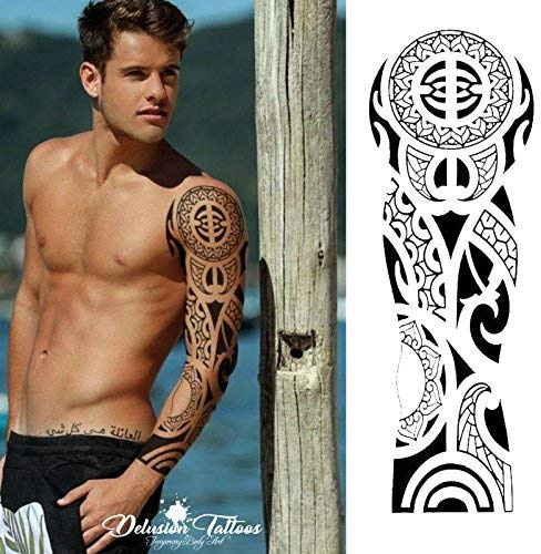 Temporary Tattoo Sleeve, Realistic, Transfer, Sticker, Tribal, Samoan, Polynesian, Maori, Arm, Leg, Black, Mens, Womens, Kids, Waterproof