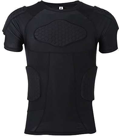 VGEBY1 Hombres Chaleco Acolchado de Silicona antichoque Pantalones Cortos Pantalón de protección, Deportivo de compresión Shorts Protector de Costilla Leg Traje Protector(Camiseta)