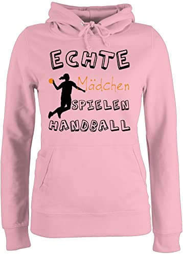 Pullover Damen Hoodie Frauen - EM 2026 Trikot Ersatz - Echte Mädchen Spielen Handball schwarz - S - Hellrosa - sweater handballer kapuzenpullover hanball pulli halbball kapuzenpulli handball.