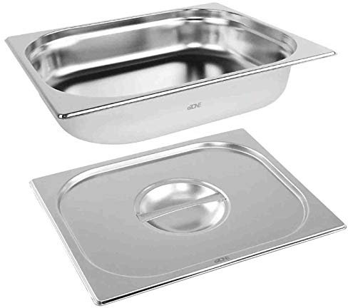 Gastronorm & Lid 1/2 Half Stainless Steel Bain Marie Food Container Pan 65mm