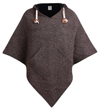 virblatt - Wool Poncho Men & Women | Wool & Fleece | Winter Mens Poncho Warm Outdoor Pancho Hooded Mens Cape with Hood Big and Tall - Abajo W brown L-XL