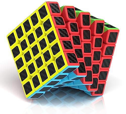 ROXENDA 5x5 Magisk Kub, 5x5x5 Speed Cube Supertålig kolfiber Klistermärke med Levande Färger (5x5x5)