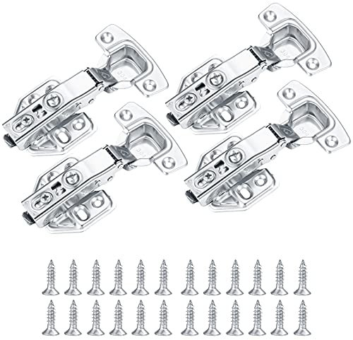 4 Pcs Kitchen Units Door Hinges, Soft Close Cupboard Wardrobe Doors Hinges, Folding Doors Hinge with Screws, Full Overlay Mute Cabinet Hinges
