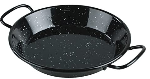 LACOR - 60184 - Padella per paella in ferro maltato, mini paella, ideale per presentare, servire e cucinare, coperchio con acciaio smaltato, Ø24 cm
