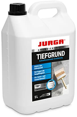 JURGA Tiefgrund LF 5 L - Primer per pareti e pavimenti, fondo profondo per cartongesso, calcestruzzo, intonaco OSB, bianco