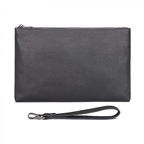 XIXIDIAN Herren Clutch Bag Handtasche Echtes Leder Geldbörse Reißverschluss Lange Brieftasche Geschäfts Große Hand Kupplung Telefonhalter (Color : Black, Size : 18 * 28 * 2.5cm)