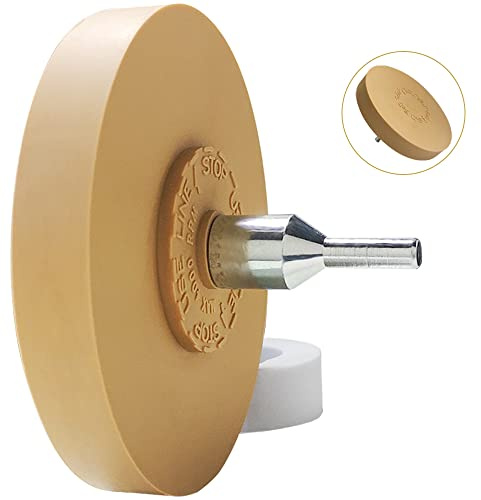 Tucana Rubber Eraser Wheel, Decal and Adhesive Remover Tool, Remove Pinstripes, Stripes, Stickers, Tape and Graphics on Car, RVs, Boat and Trucks 4-inches Diameter, 1 Inch Thick with Drill Adapter