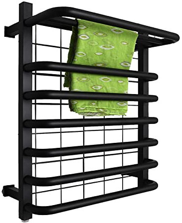 WRJAHCG Scaldasalviette,da Muro Scaldasalviette Elettrico Scaldasalviette con Termostato Termosifoni Elettrici Basso Consumo Scalda Bagno(530 Mm X 635 Mm),Nero,Hardwired