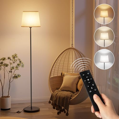 GPATIO Lampada da Terra con Telecomando, Piantana con 11 Cambiamenti di Colore, Luminosità Continua, Lampada da Pavimento con Lampadina Dimmerabile da per Soggiorno,Camera da Letto,Ufficio