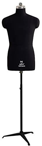 Herren-Nähpuppen-Kleiderform mit Stativständer, Schneiderpuppe, professionelle benutzerdefinierte Plus-Größen-Schaufensterpuppe zum Nähen von Kleidung für Männer (Color : Black, Size : M) Interesting