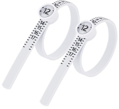 Powbrace Wiederverwendbares Ringgrößenmessgerät für Finger, Upgrade-Ringgrößenmesswerkzeug, 1–17 US-Ringgrößenmesser, Schmuckgrößenwerkzeug, 2 Stück (1–17 US (2 Stück), weiß)