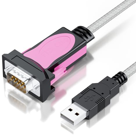 BolAAzuL USB to Serial RS232 DB9 Adapter Cable 5ft w/FTDI Chip | 0USB 2.0 to DB9 Male, COM Port Adapter, Plug & Play, Windows 11/10/ 8.1/8/7 Vista XP Mac Compatible