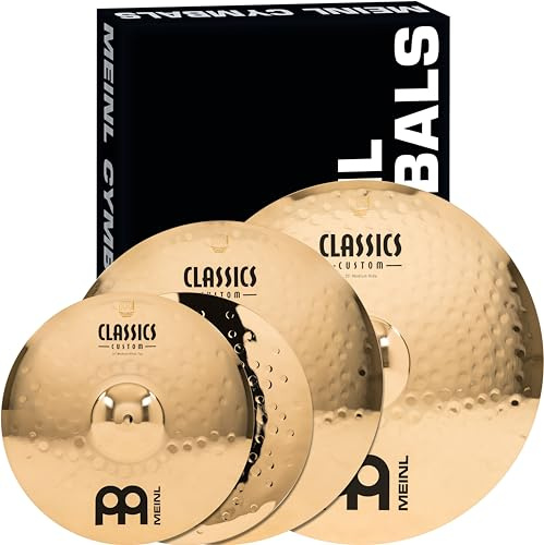 Meinl Cymbals Beckenset Classics Custom Brilliant Complete — mit 14 Zoll Hihat, ein Crash-Becken und Ride Schlagzeug Becken — B12 Bronze, Brilliantes Finish (CC-CS1)