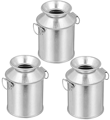 Cabilock 9 Pièces Vase en Étain Petits Seaux en Métal Seaux À Lait Pots De Cactus Vintage Vase Galvanisé Décoration Embellissements De Fleurs Pichet De Ferme Fer Blanc