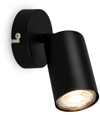 Briloner - Lampada da parete orientabile per interni, attacco GU10, max. 9 W, lampada da lettura, applique, faretto da parete, soggiorno, cucina, corridoio, Nero, 1 Luce, metallo, Ø80x155mm (DxA)