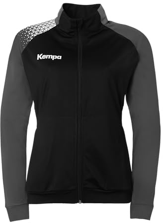 Kempa Handboll Ambition 28 poly jacka sportjacka träningsjacka gå ut jacka för kvinnor och flickor – utan huva med fickor med dragkedja