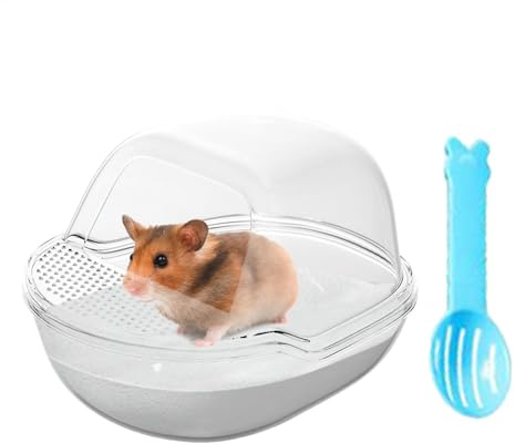 Hamster Sand Bath Container, Hamster Sandbox - Creative Bathroom for Small Pets, Dwarf Hamster Sand Bath Container with Shovel Accessories for Small Animals