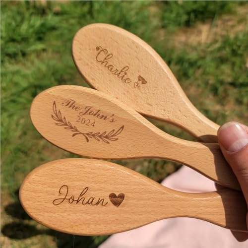 Baby-Haarbürste Mit Individueller Namensgravur, Personalisierte Haarkämme Aus Holz, Andenken An Die Geburt Eines Babys, Babyparty For Neugeborene, Kinder Und Junge Mütter