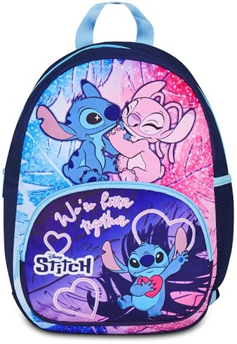 Seven Lilo & Stitch Kinderrucksack, Mini Rucksack für Kinder, ab 3 Jahren, Kindertasche für Kita und Kindergarten, Krippenrucksack, violett-blau, mit Trinkflaschenfach