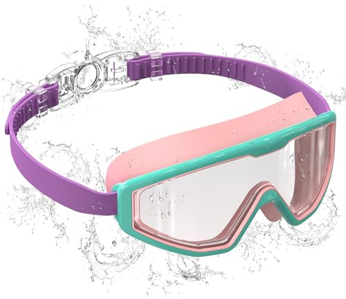 Seaflar Occhialini Nuoto Bambini Anti-Appannamento UV - Visione Larga 180° - Regolazione 1-Clic & Sigillo in Silicone - Unisex Occhialini Piscina da 3-12 Anni