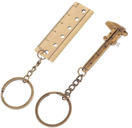 FOMIYES Calibrador Vernier Portátil de Metal Dorado Herramienta Funcional para Medición y Uso Diario Llavero 2 Piezas Alta Precisión y Diseño Único