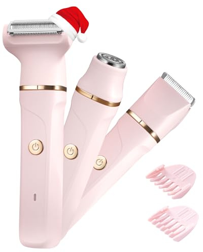 Rasierer Damen,3-In-1 Intimrasierer für Frauen,Gesichtshaarentferner für Frauen,Damenrasierer Elektrisch für Beine, Arme, Achseln und Bikinizone,Wiederaufladbarer Ipx7 Wasserdicht Trimmer Damen, Rosa