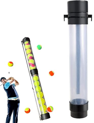 Uoqpty Tubo de Pelota de Tenis, Tubo de Agarre de Pelota de Tenis, colector de Pickleball Desmontable con Correa para el Hombro para operadores de Campo de conducción, Instructores Profesionales
