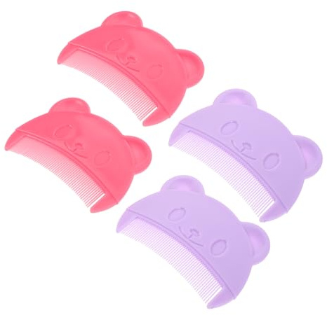 ZUNOXAZ 4pcs Comb Bear Shaped Boy Girl Hair Comb for Cradle Cap Cleaning Soft Scalp Grooming Kit for Newborn Bath Accessories