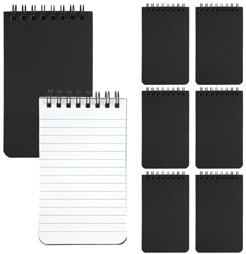 8 Pezzi Mini Taccuino Tascabile Nero,A7 Quadernino Appunti Piccolo,Portatile Pocket Notebook Agenda,Taccuini Piccoli,Blocco Note A Spirale Tascabili Per Scolari, Scolastiche, Studenti, 7,6 x 12,6 cm