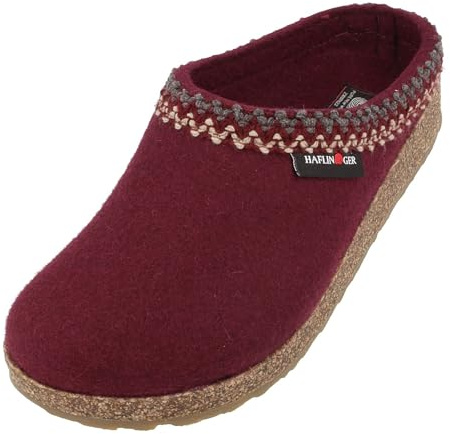 HAFLINGER Grizzly Zigzag Felt Clog Unisex Wool Wine Red (Bordo 9) EU 39