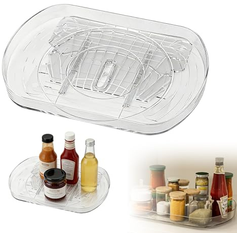 Drehteller Kühlschrank, Kühlschrank Organizer Drehteller 360° Drehbar Rechteckig Lazy Susan Küchenorganizer Drehtablett für Kühlschrank Küche Gewürz Organizer 40x28cm