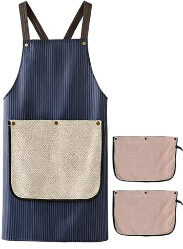 Grembiule da cucina da uomo | Grembiule da forno a nastro incrociato, grembiule da cucina per donne - grigliate, barbecue, pittura, parrucchiere, negozio, giardinaggio, lavori di pulizia, Blu