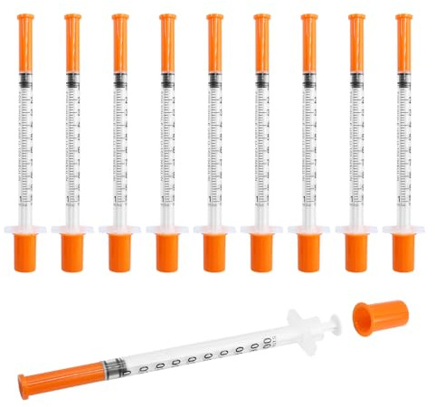 1ml Multi-Purpose Measuring Tool 10PCS Liquid Applicators Set 0.31 x 6 mm | Orange Plastic Dispensing Tools Devices for Perfume/Essential Oils/Food Flavouring/Pet Feeding, Individually Wrapped Sealed