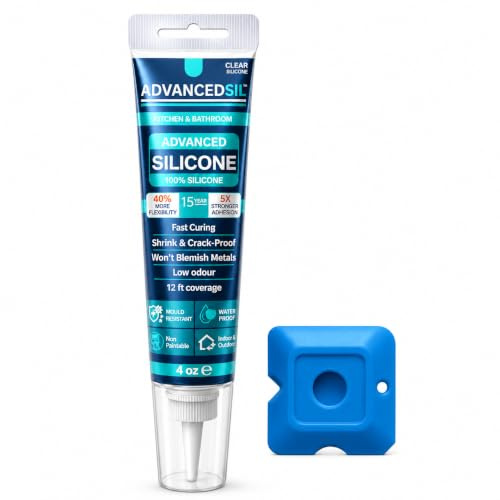 Silicone Sealant – Clear Kitchen & Bathroom Silicone Sealant with Finishing Tool for a Professional Finish | Waterproof & Anti-Mould Protection - 120ml