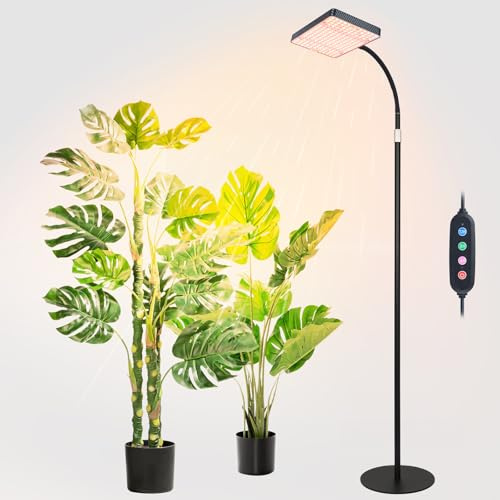 FECiDA Lampe sur pied 25 W, 4/8/12/16/20 heures, minuterie, 5 modes, spectre complet pour plantes d'intérieur, lampe de croissance pour plantes, fonction Daisy Chain, hauteur réglable de 100 à 200 cm