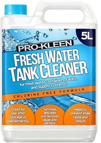 Pro-Kleen Fresh Water Tank Cleaner (5 Litres) - Sanitises, Descales, Removes Algae & Bacteria - Prevents Stale Taste & Odours