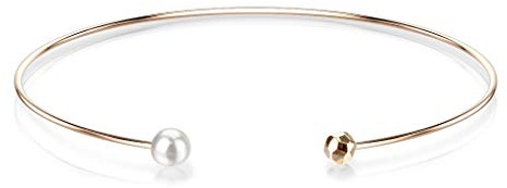 Bungsa Offener Damen-Armreif mit Perle aus 316L Edelstahl (rosegold)