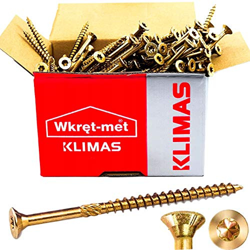 KLIMAS Torx Senkkopf Holzschraube, 8 x 160 mm, Edelstahl, Vollgewinde, UNC, Premium, 50 Stück