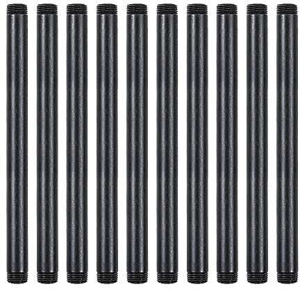 Niubid 10 Pack 1/2 Inches x 10 Inches Black Malleable Steel Nipples Fitting, DIY Steampunk Industrial Vintage Style.