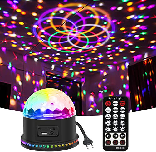 Luci Discoteca, Gomifie Palla da Discoteca 54 LEDs con Audio a Ritmo di Musica, Luce Discoteca con 3 Modalità Attivate dal Suono/Telecomando/Semovente per DJ, Casa, Natale, Bar e Festa