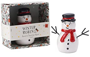 CGB Giftware | Ceramic Snowman Charm with Gift Box| White Red Black | Lucky Ornament Collectable Decoration | Home Accessory | Gift For Christmas | Winter Robin Range | GB06230