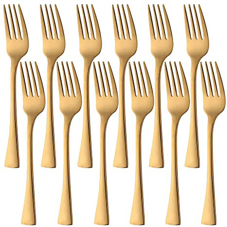 Meisha Kuchengabeln 12 Stück, klein aus Edelstahl, 15cm Gold Dessertgabeln, Kleine Gabeln Teegabel Set Spülmaschinengeeignet