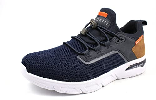 bugatti Atmungsaktives Turnschuhe Leichtgewichts Mesh Obermaterial Laufschuhe Ultraleichte Sohle Sneaker Elastischen Schnürsystems, Dunkelblau, 42 EU