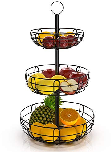 Mutool Fruit Basket Fruit Bowl 3 Tier Detachable Wired Fruit Racks -Bronze (3 Tier Fruit Rack Bronze )