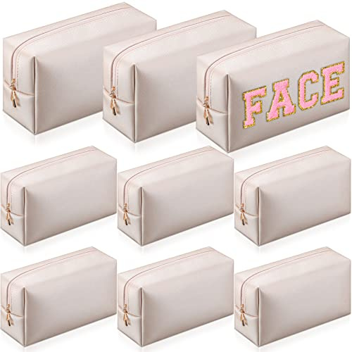 Sanwuta 9 Pcs Makeup Bags Bulk Toiletry Case,Ivory White
