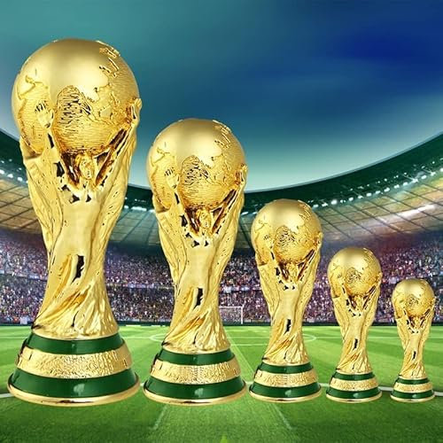 AMMICCO Gold-Trophäe Fußball-Trophäe Weltmeisterschaft Replik der Weltmeisterschaft Sammlung von Erinnerungsstücken Dekorationen für Haus Büro Geschenke für Fans (27 cm)