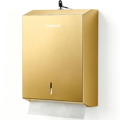 Paper Towel Dispenser Wall Mount Commercial c-fold/Multi-fold/Tri-fold, Touchless Hand Towel Dispenser with Lock(Gold)